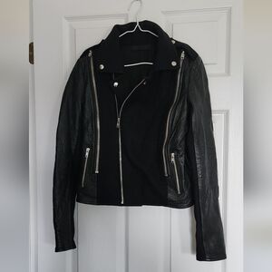 Wool and leather jacket